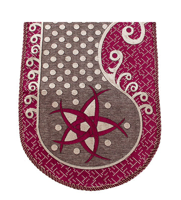 Nendle Damask Design Concept Sofa Set Covers 5 Seater with 80% Cotton & 20% Jute (Pink, Pack of 6)